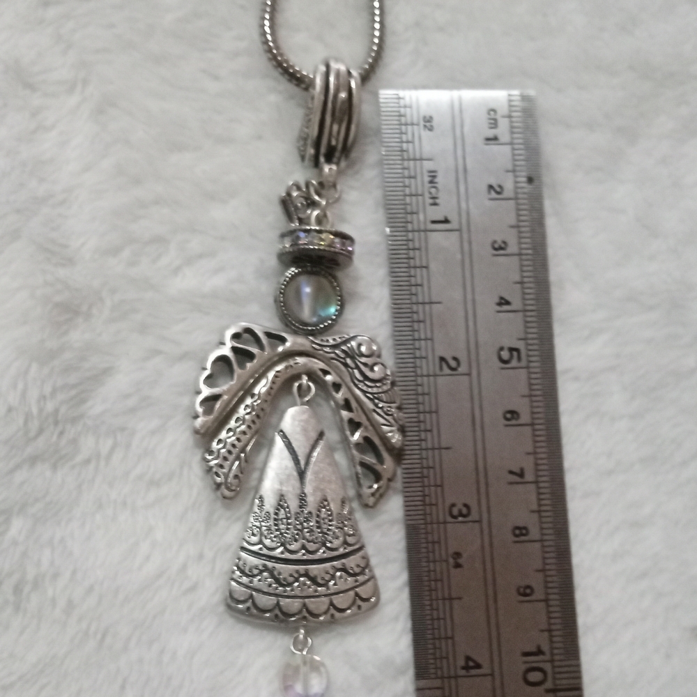 Elegant Silver Christmas Angel Pendant Necklace